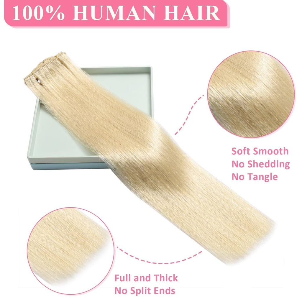 18 Inch Clip-In Hair Extensions Set - 8 Pieces in Platinum Blonde