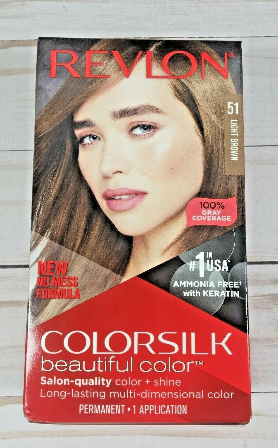 Revlon Colorsilk Light Brown Hair Color #51 - Ammonia-Free with Keratin, Pack of 2