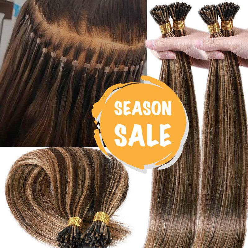 Remy Human Hair Extensions I-Tip Stick Tips Balayage & Solid Colors