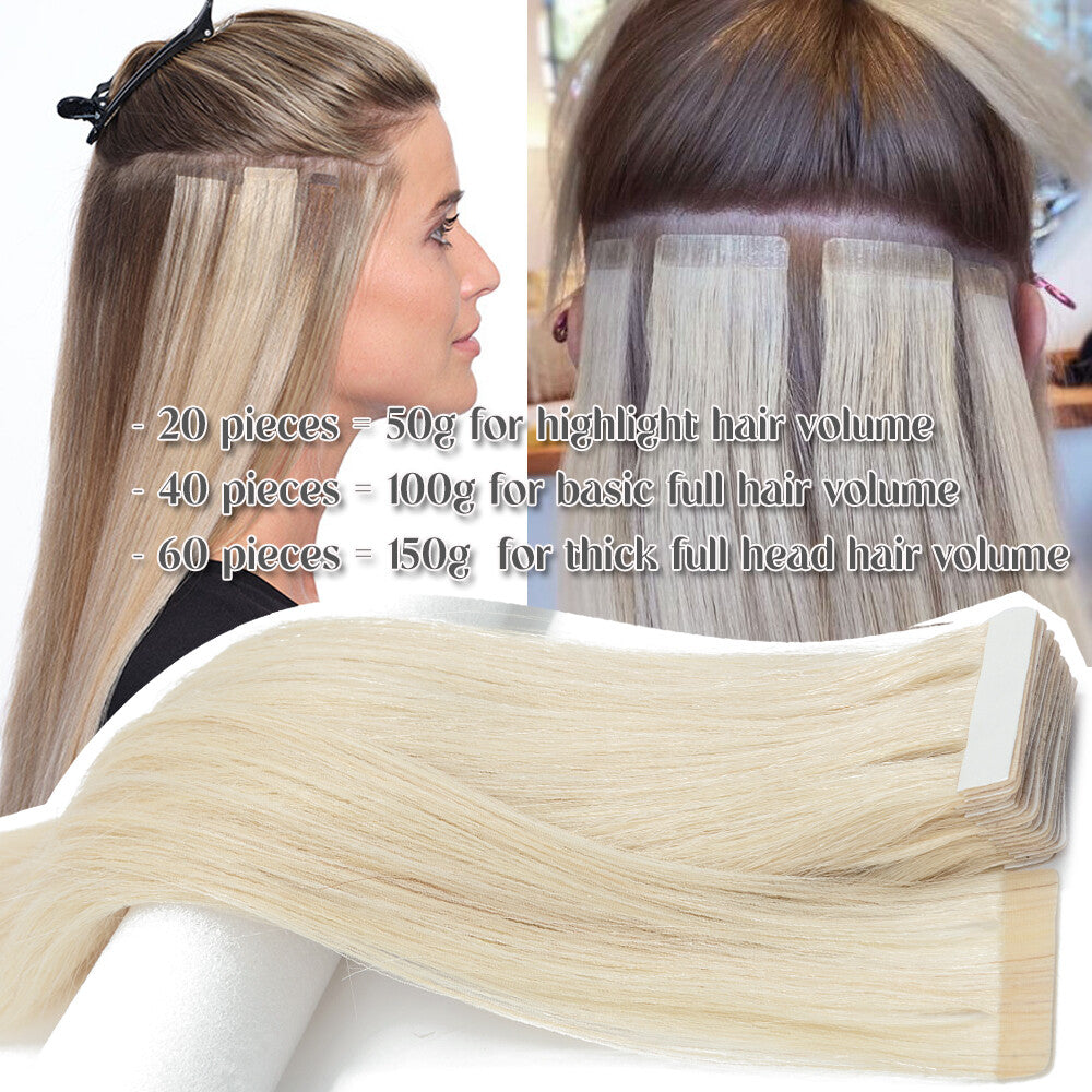 Tape In Hair Extensions Full Head Remy Human Hair Ombre Skin Weft