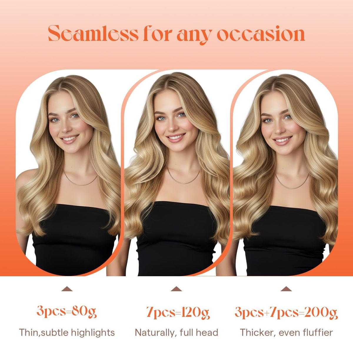 Human Hair Clip-In Extensions Blonde Remy Hair for Easy Volume & Highlights