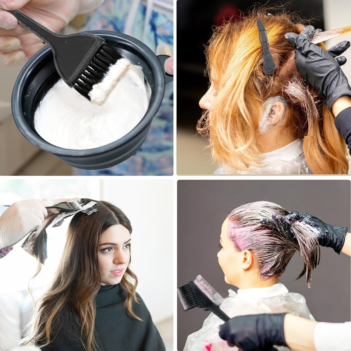 Professional Hair Dye Kit 12 Pcs Coloring Accessories with Bowl Brushes Clips
