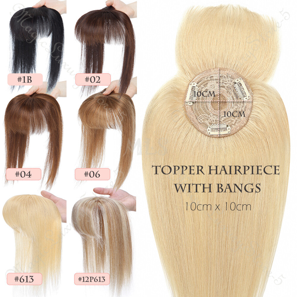 Remy Human Hair Topper with Silk Mono Base & Multiple Lengths for Women
