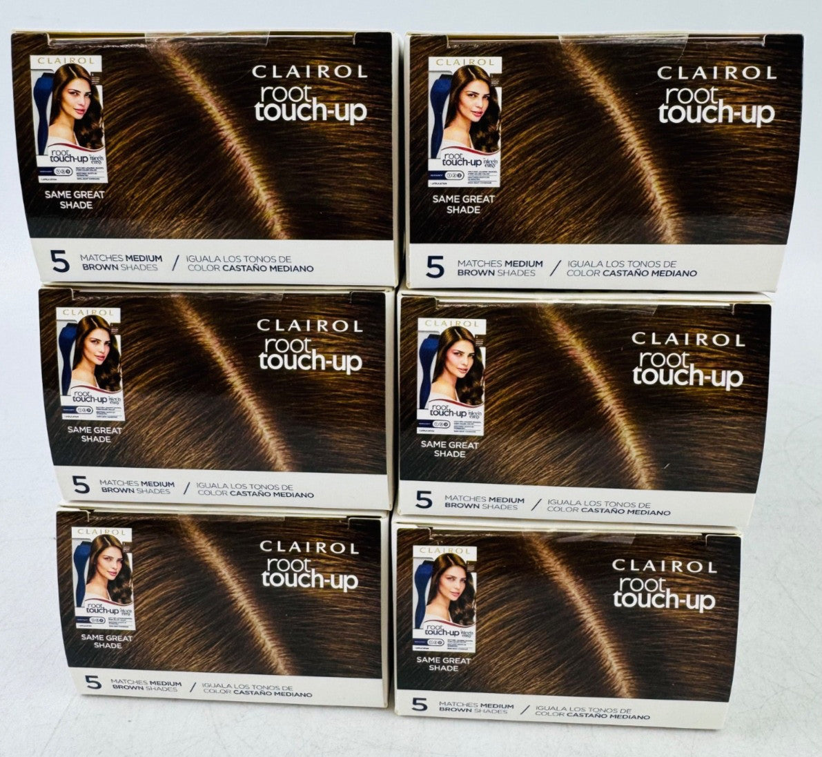 Root Touch Up Hair Dye Kit for Gray Coverage - Medium Brown, 6 Pack