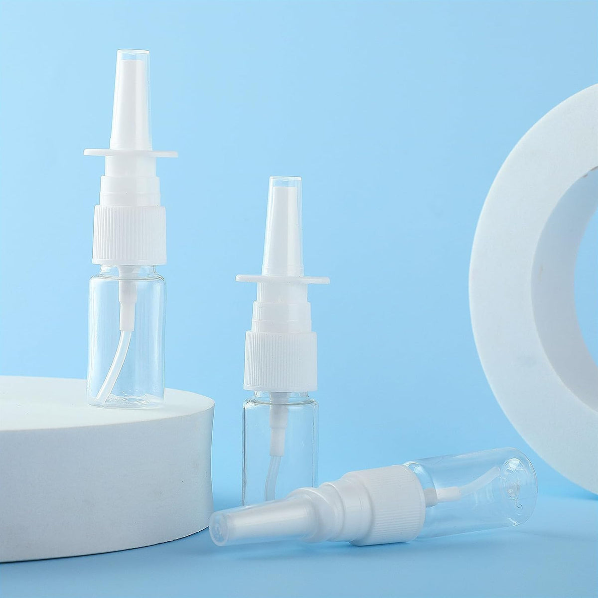 7 Pack 10ml Reusable Nasal Spray Bottles - Clear Small Empty Liquids Dispenser