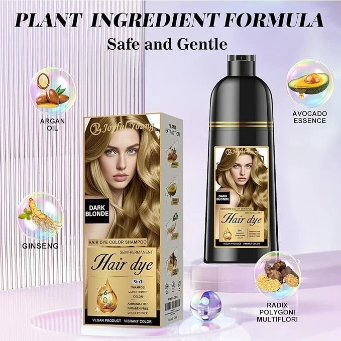 Dark Blonde 3-in-1 Hair Dye Shampoo Gray Coverage Ammonia-Free