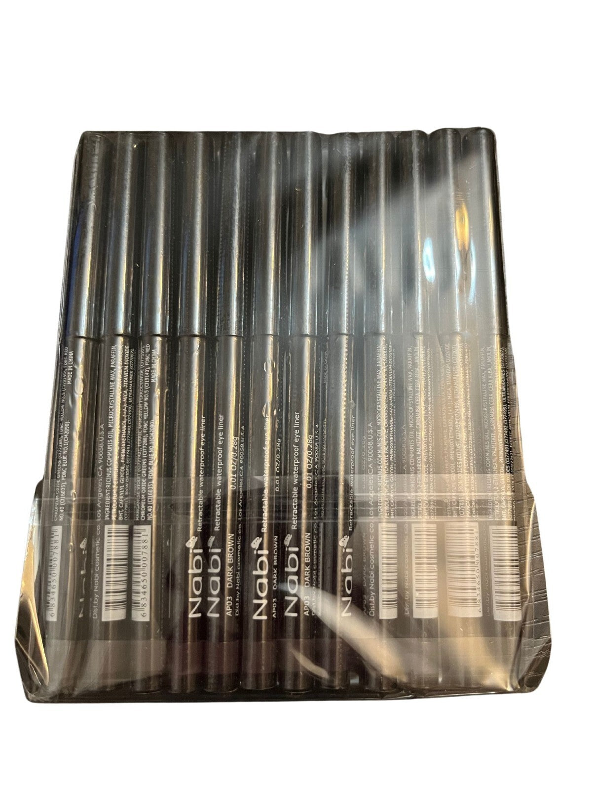 12pcs Retractable Waterproof Dark Brown Eyeliner Set - Long-Lasting & Smudge-Proof