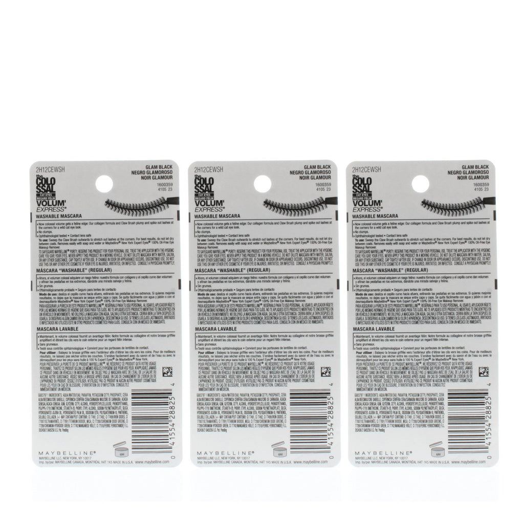 Maybelline Volum'Express Cat Eyes Mascara 3 Pack - Black, Clump-Free, Volumizing