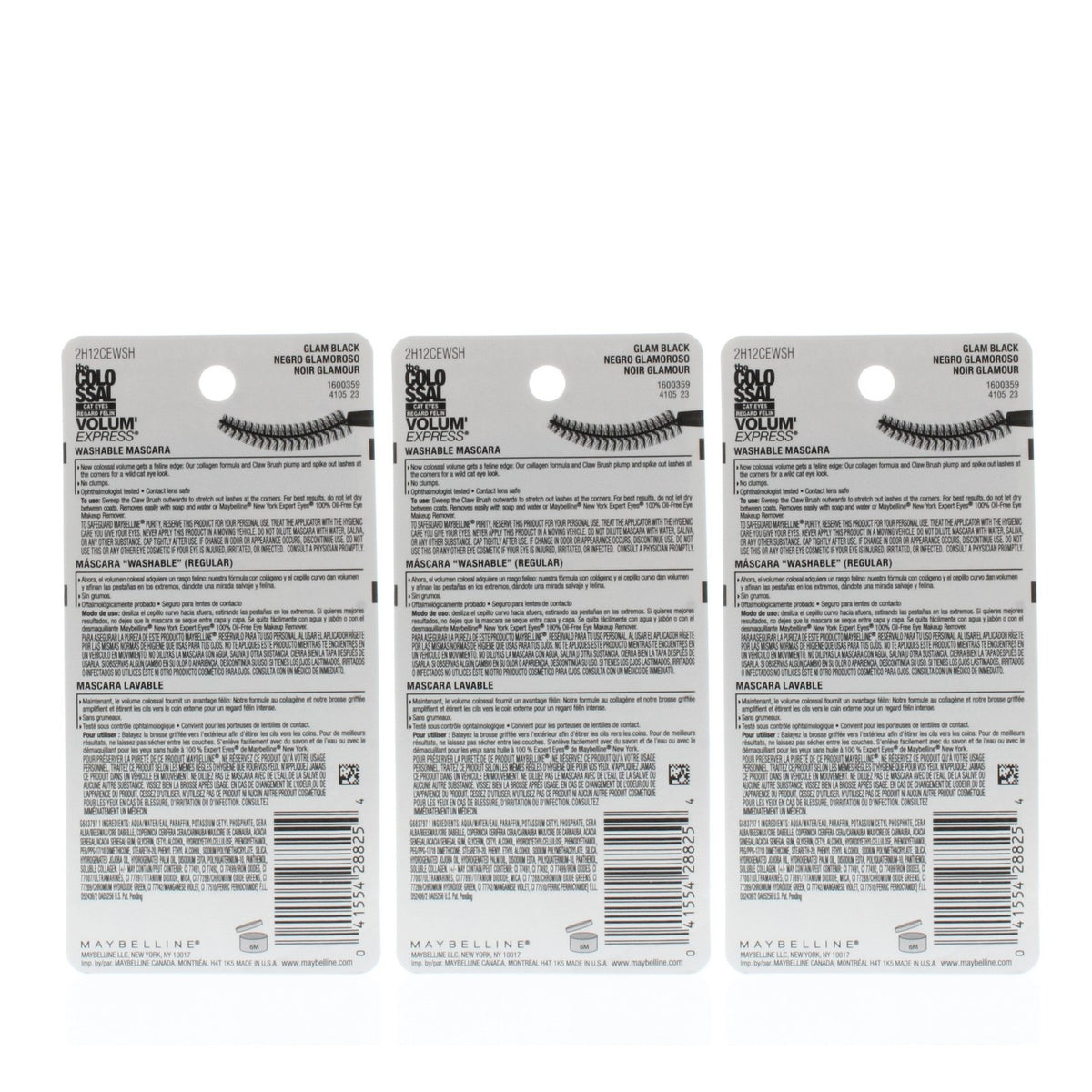 Maybelline Volum'Express Cat Eyes Mascara 3 Pack - Black, Clump-Free, Volumizing