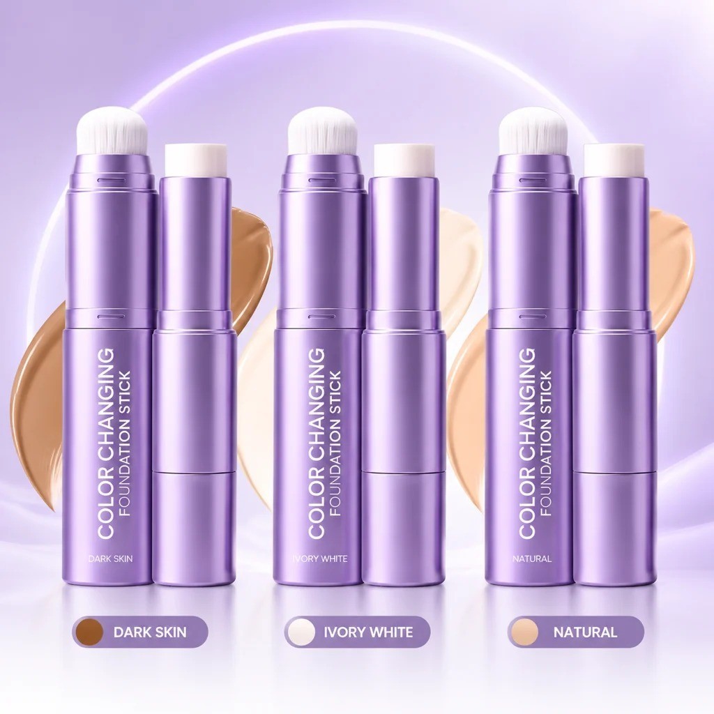 Unbranded 2-in-1 Waterproof Foundation Stick with Built-In Brush