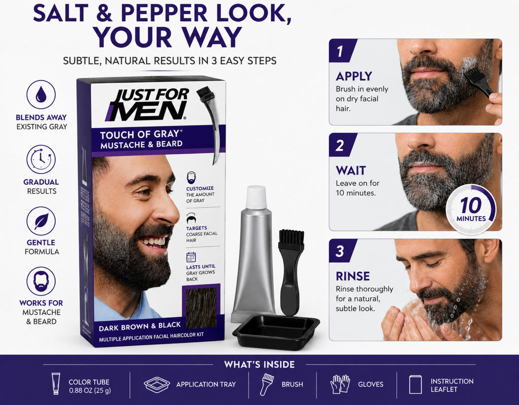 Men's Beard & Mustache Gray Cover Cream 6 Pack - Natural Hair Color