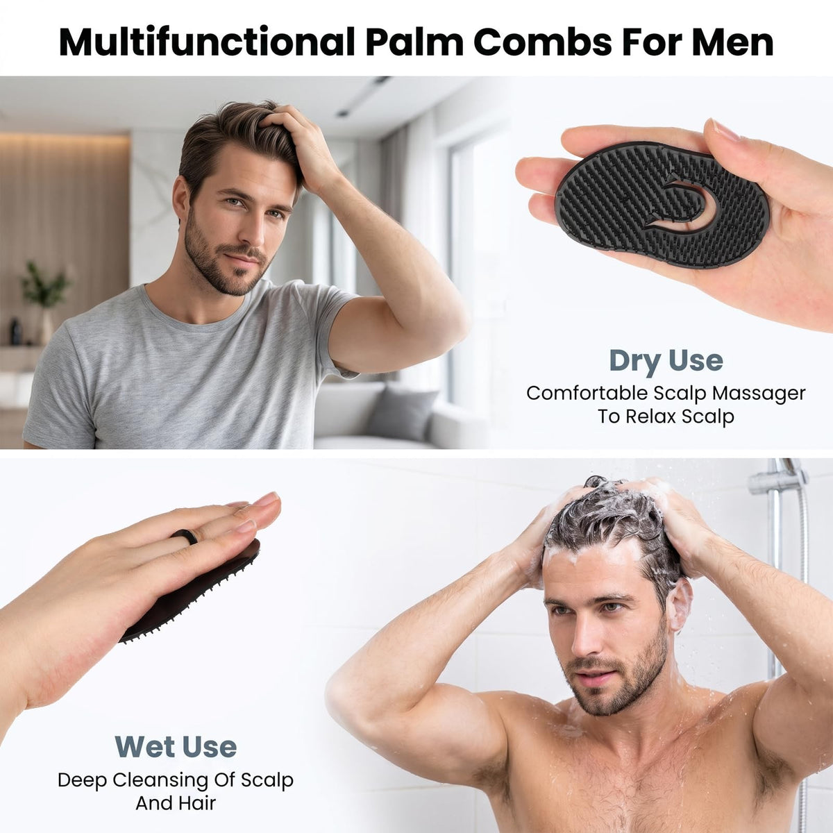 12 Pack Portable Pocket Combs for Men - Hair & Scalp Massage Brushes