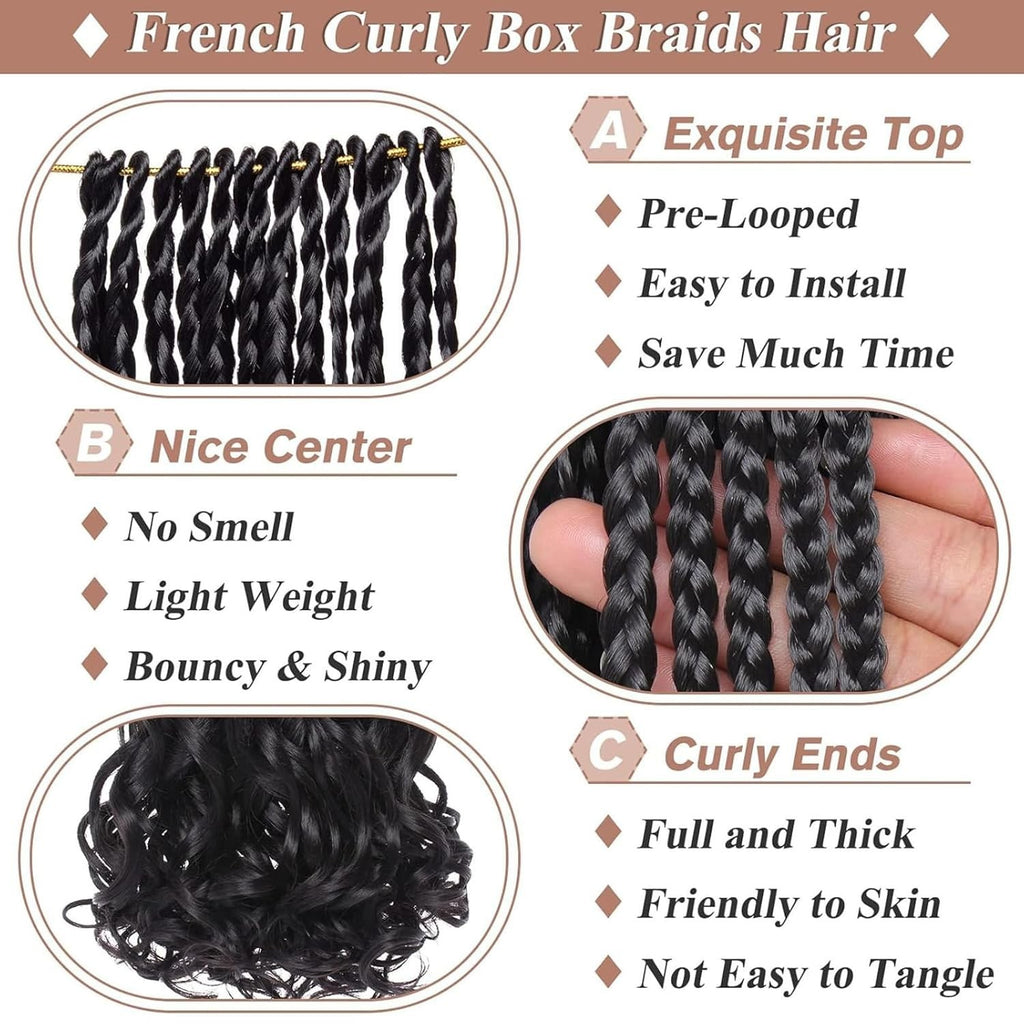 8 Inch Synthetic French Curl Crochet Braids - 9 Pack Hair Extensions for Women & Kids
