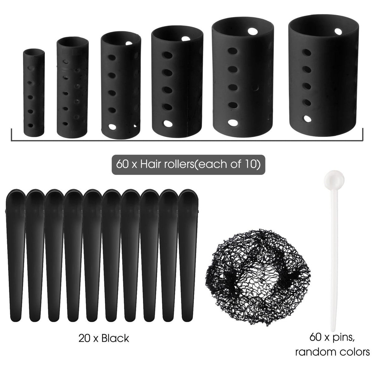 141 Pcs Hair Roller Set with Clips & Pins for Curling Styling - Multiple Sizes