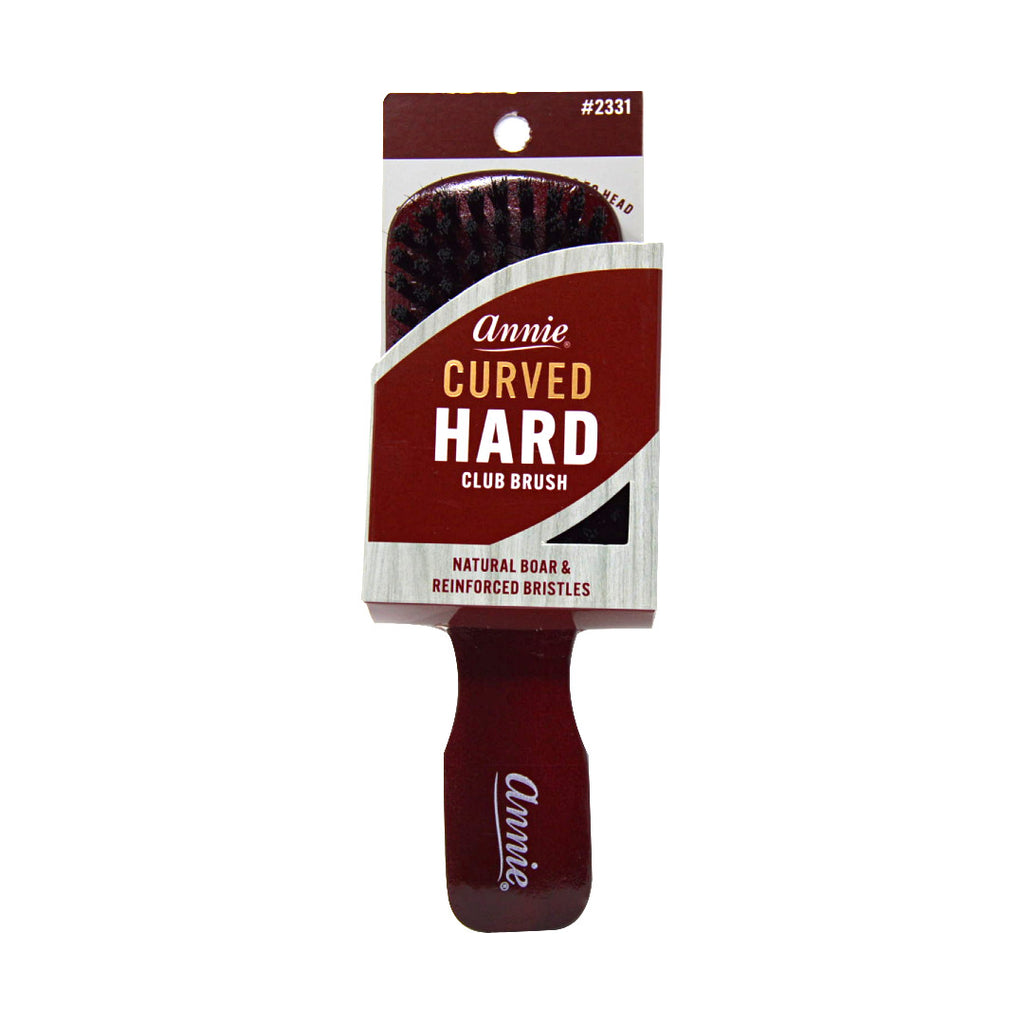 Hard Boar Bristle Wave Hair Brush with Wooden Handle - Curved Styling Tool