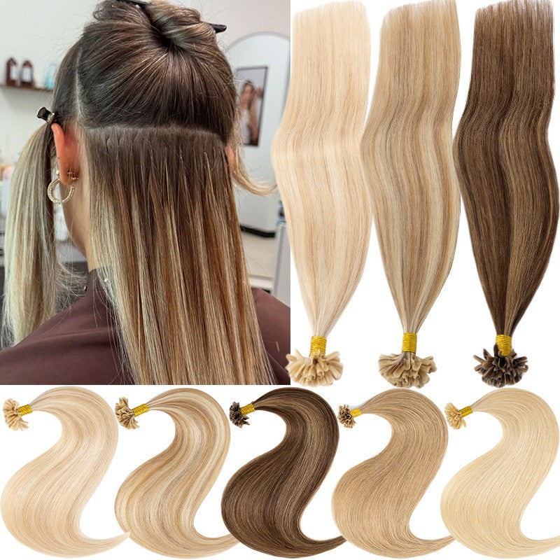 Human Hair Extensions Flat Nail U Tip Keratin Bonding Virgin Remy Hair