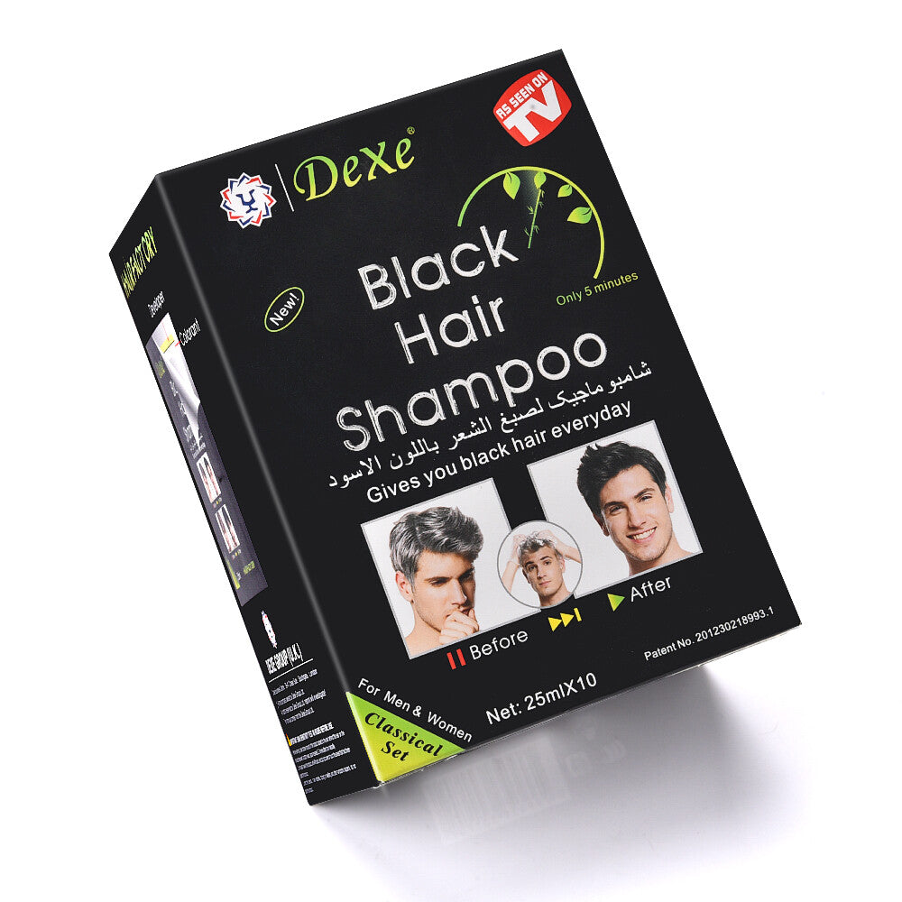 Instant Black Hair Shampoo 10-50 Pack - Natural Nourishing Hair Dye