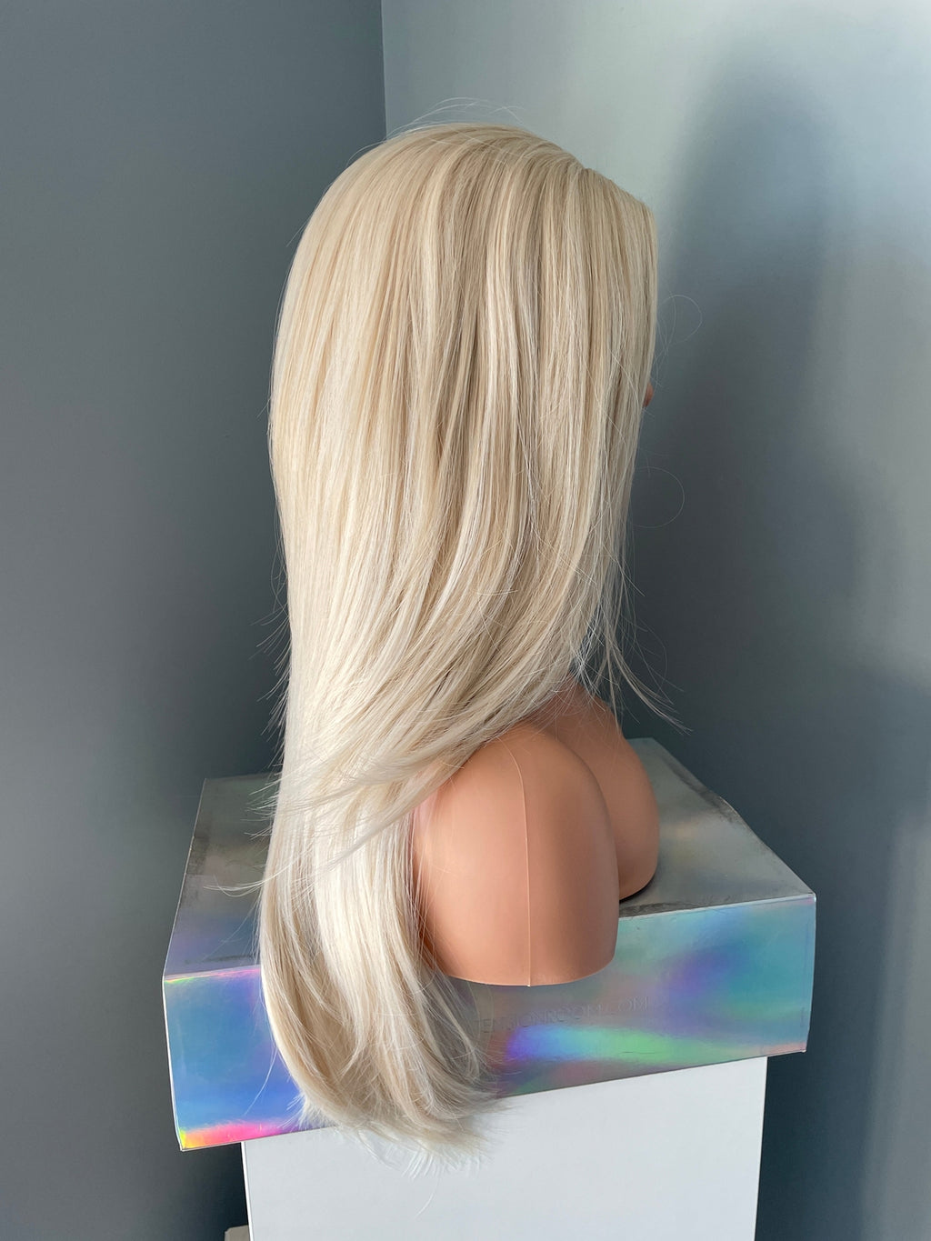 Long Platinum Blonde Straight Wig - 24 Inch Natural Look Synthetic Hair