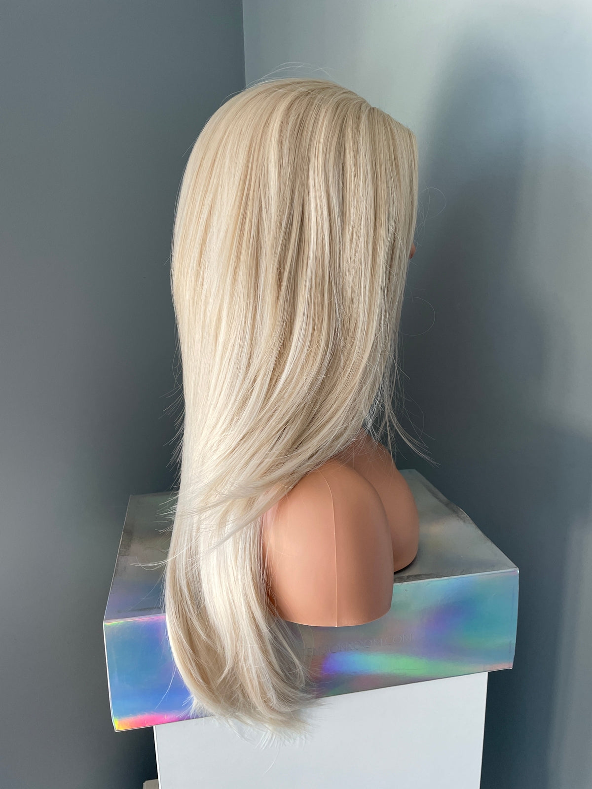Long Platinum Blonde Straight Wig - 24 Inch Natural Look Synthetic Hair