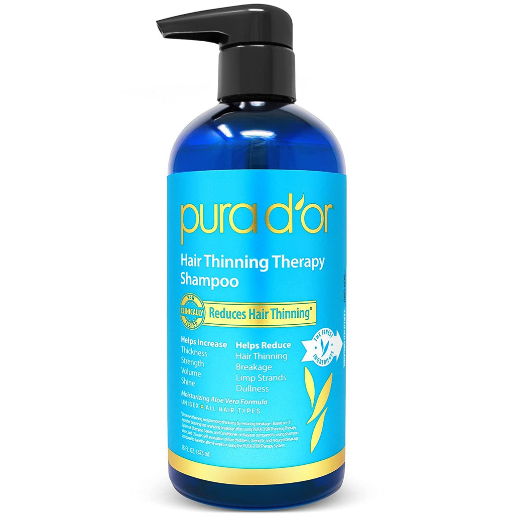 PURA D'OR Hair Thinning Therapy Shampoo - Organic, Sulfate-Free, 16oz