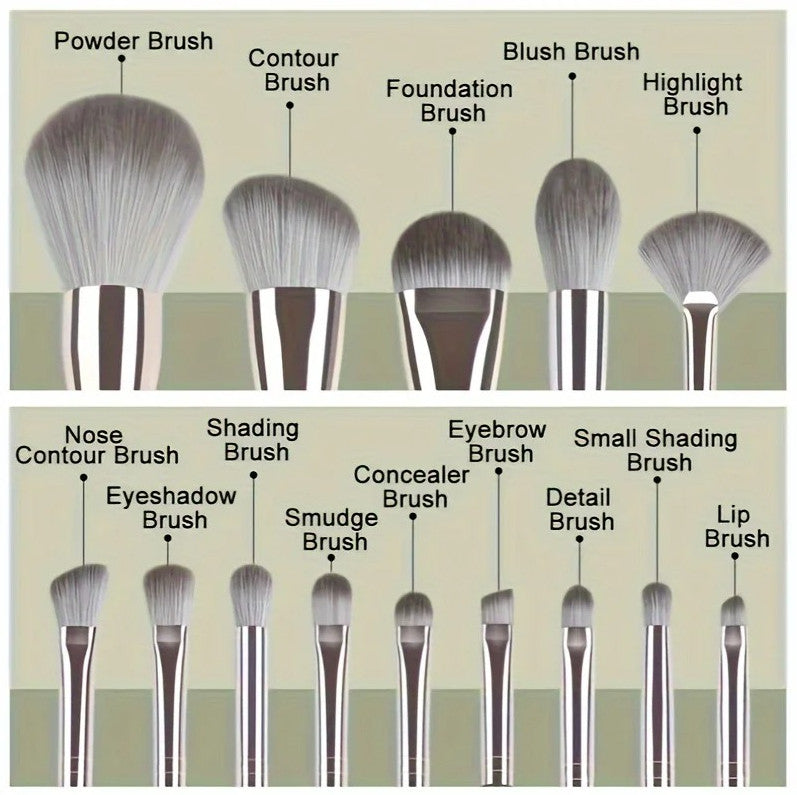 14-Piece Makeup Brush Set - Professional Face & Eye Brushes