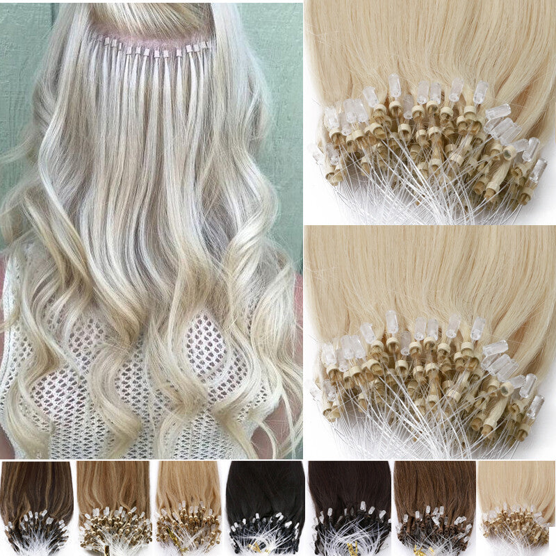 150g Thick Micro Ring Human Hair Extensions with Beads - Ombre