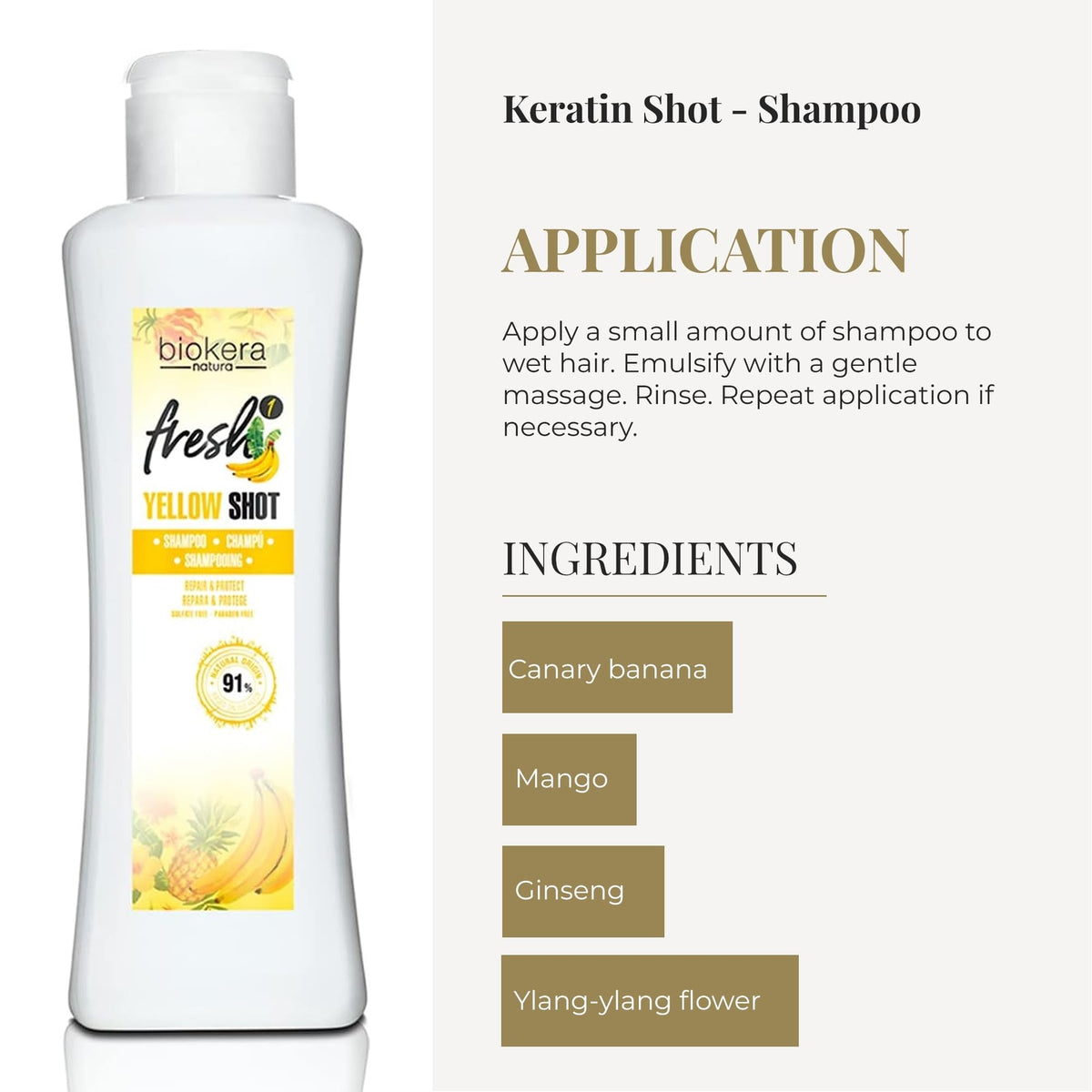 Vegan Repair Shampoo for Damaged Hair - 300ml, Sulfate & Paraben-Free