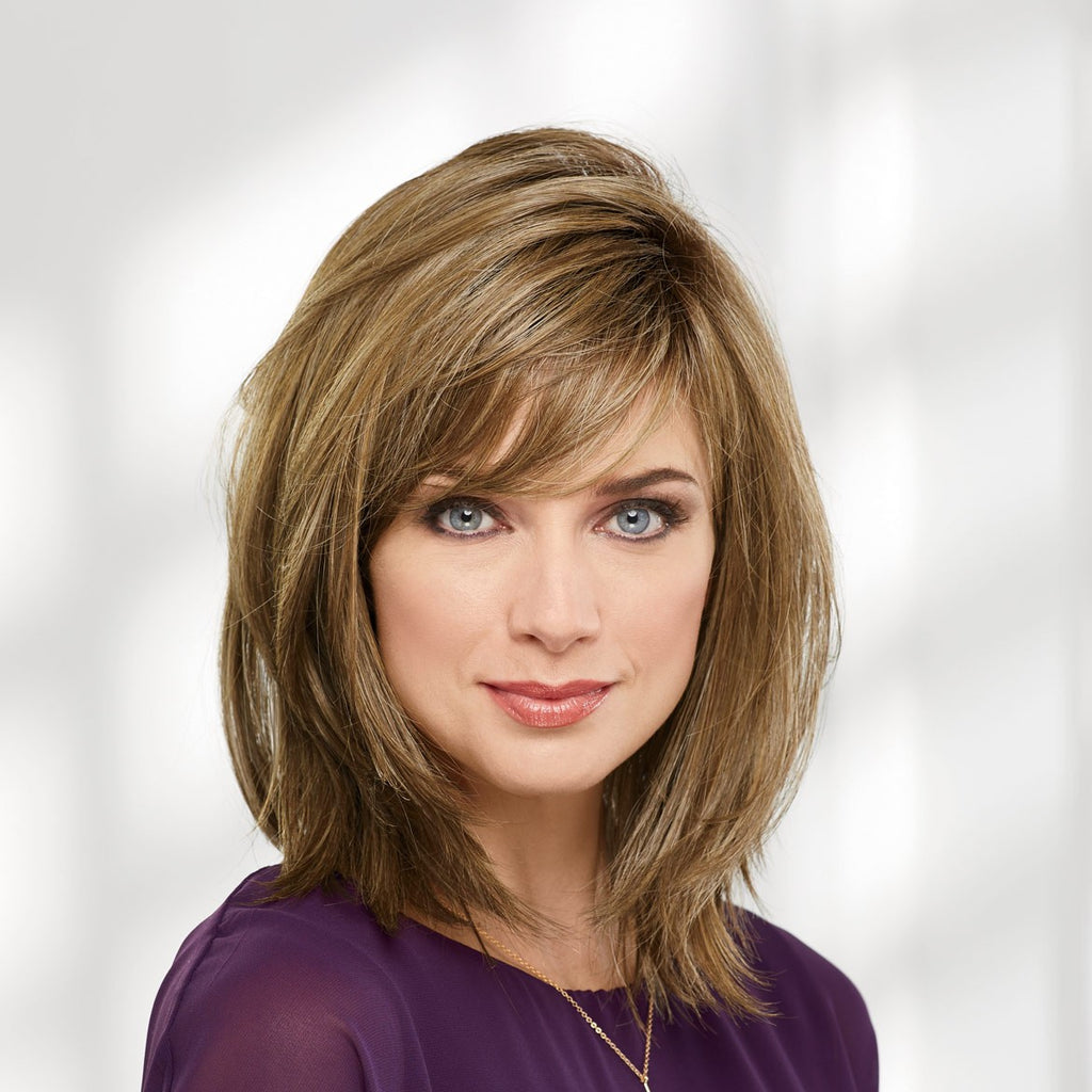 Heat-Resistant Mid-Length Bob Wig with Side-Swept Bangs - Honey Rooted