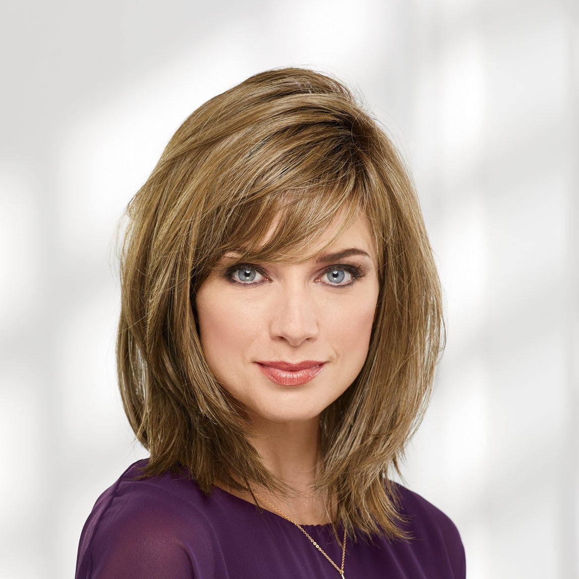 Heat-Resistant Mid-Length Bob Wig with Side-Swept Bangs - Honey Rooted