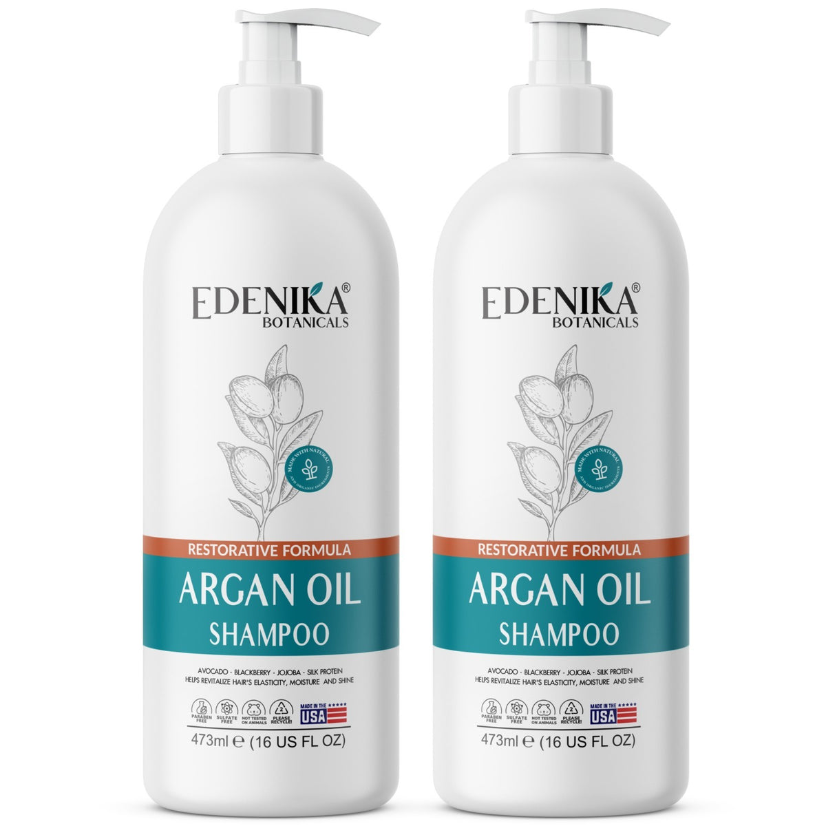 Argan Oil Biotin Shampoo for Damaged Hair 2-Pack - Hydrating & Nourishing