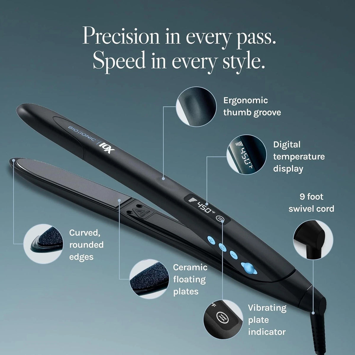 Bio Ionic 10X Nano Ionic Styling Iron 1-Inch Hair Straightener & Curler