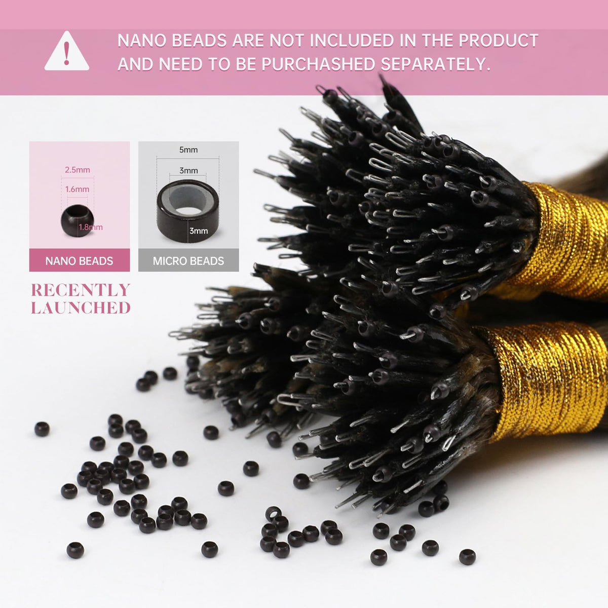 Nano Link Hair Extensions - 18 Inch Human Hair, Dark to Medium Brown, 50g