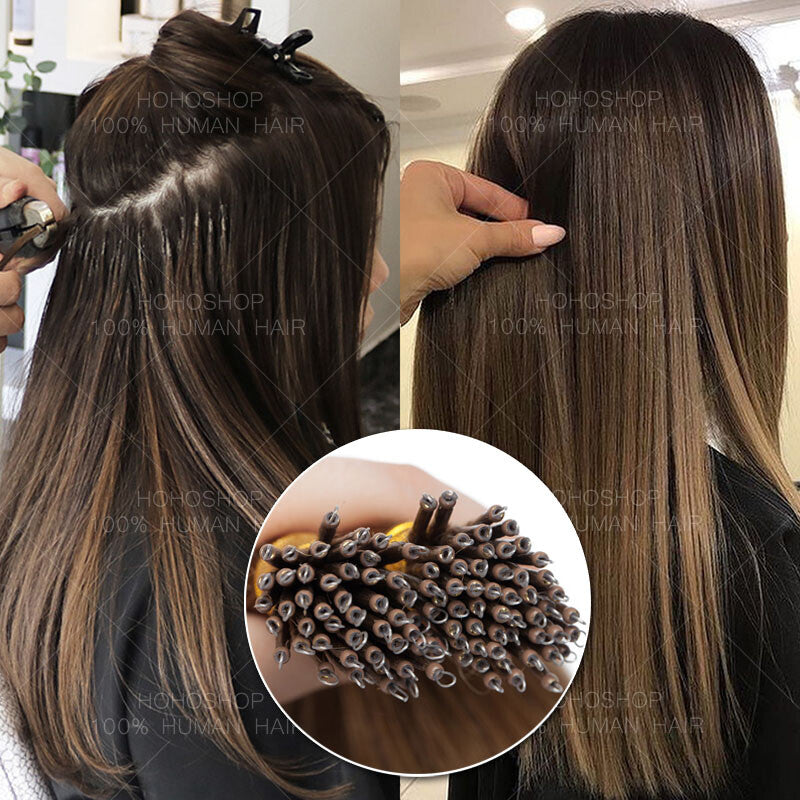 Remy Human Hair Extensions 18 Inch Thick Nano Ring Micro Tips Beads