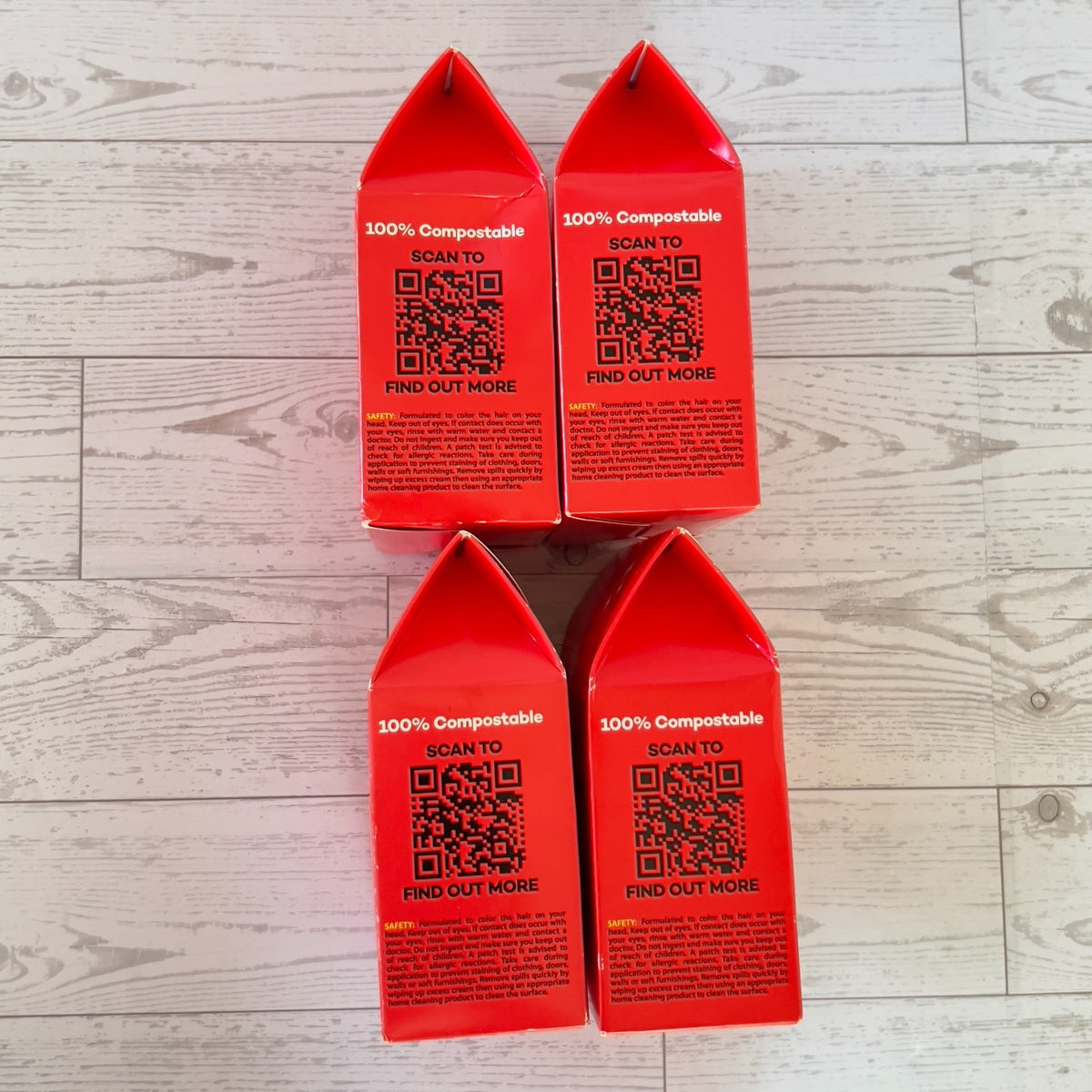 4-Pack Red Hair Color Powder Concentrate - Zero Waste Hair Dye Kit
