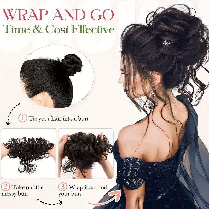 Messy Bun Hair Piece with Scrunchie - Natural Look Hair Extensions for Updos