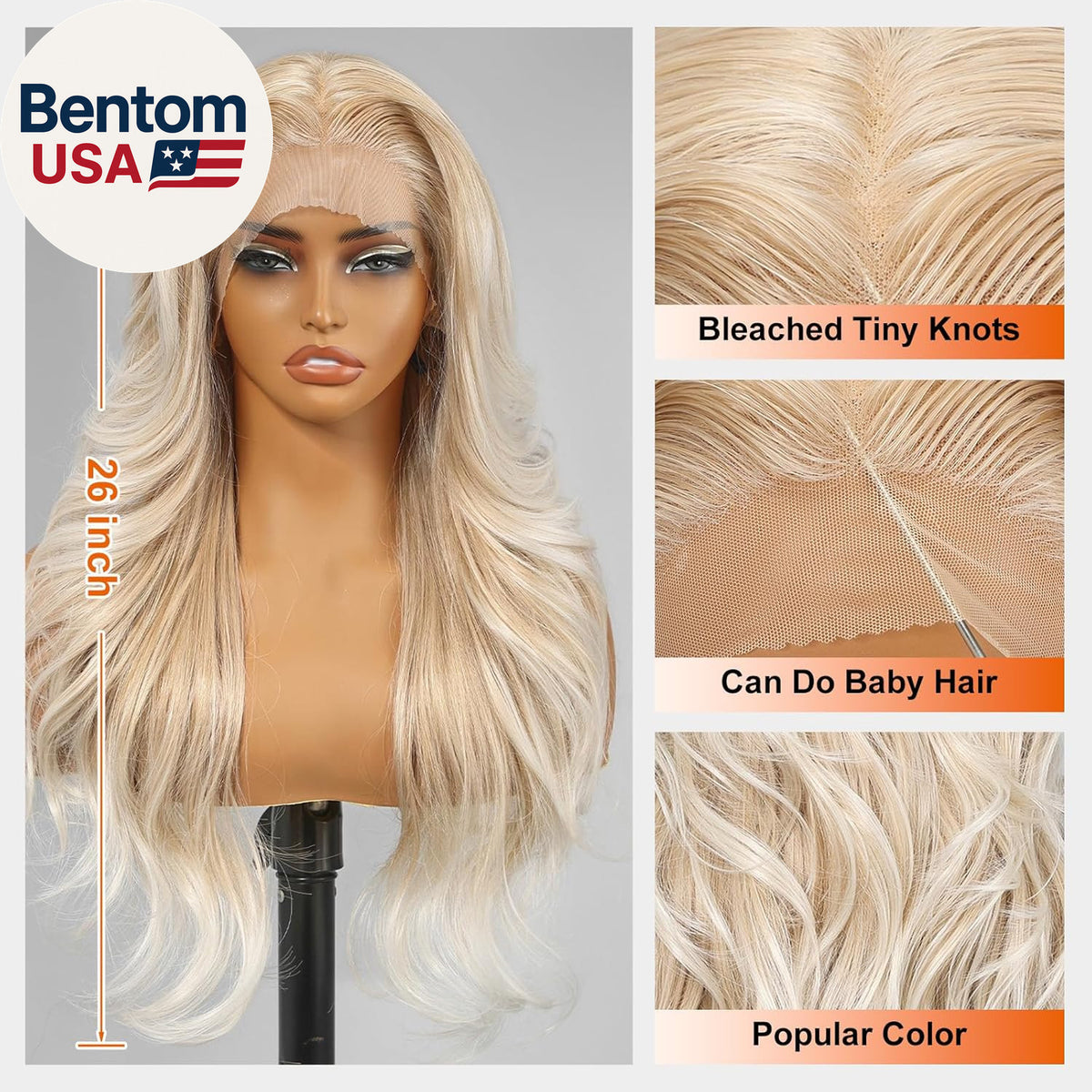 Blonde Synthetic Lace Front Wig 13x4 HD Layered Wave Glueless Wig for Women