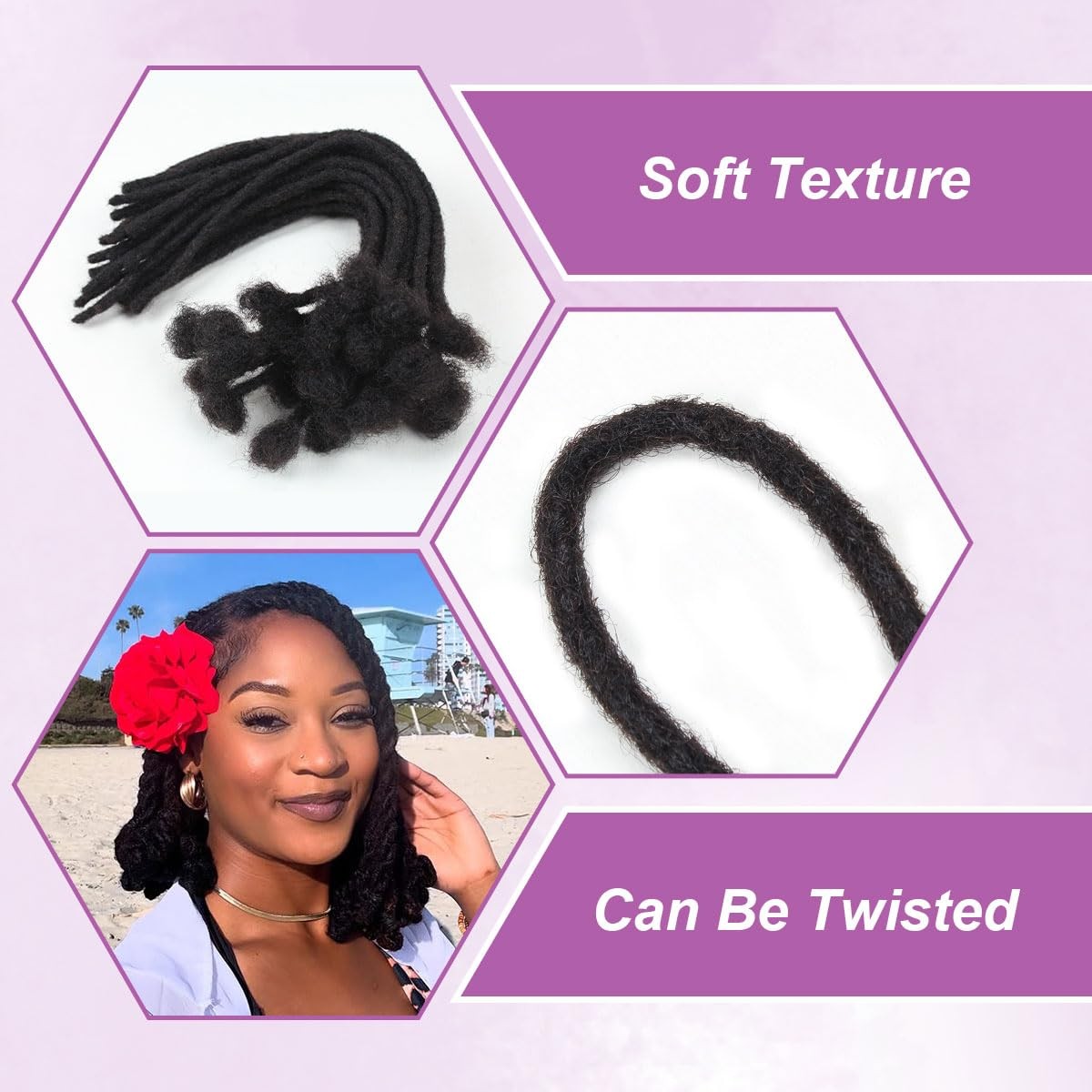 Human Hair Dreadlock Extensions 10 Inch 50 Strands Natural Loc Extensions