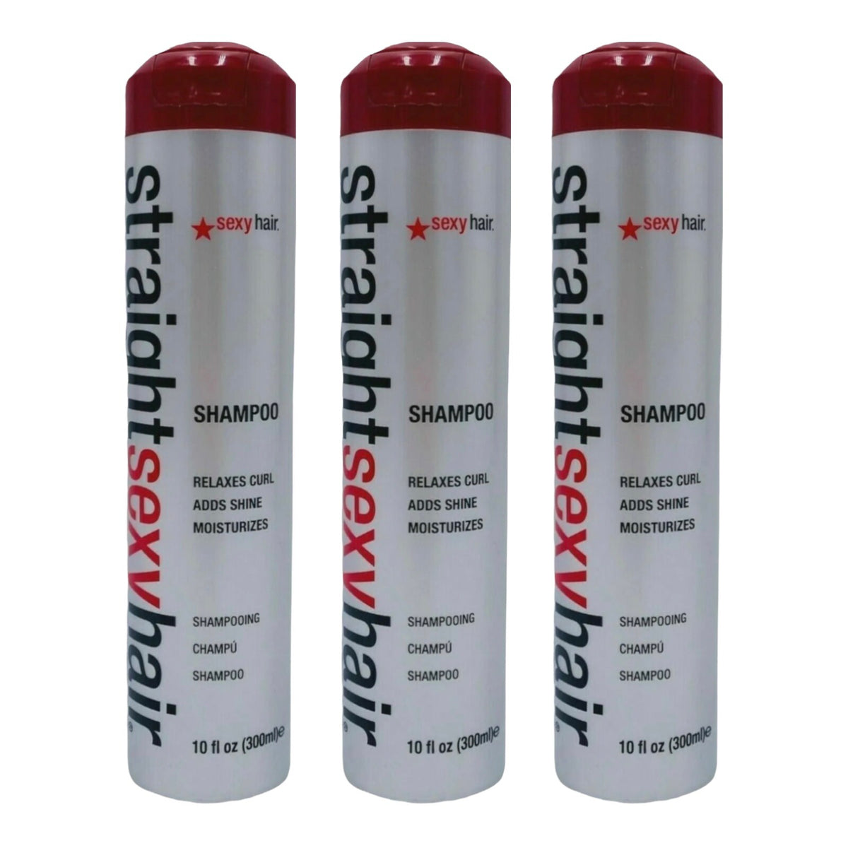 3 Pack Straight Hair Shampoo for Relaxing Curls & Shine - 10 oz