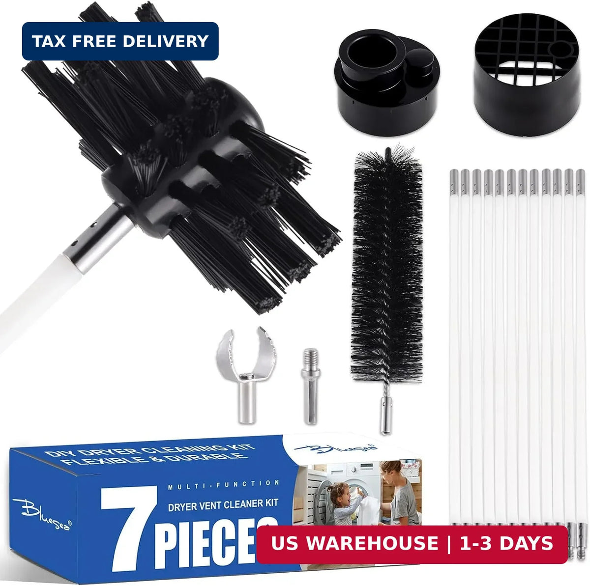 7-Piece Dryer Vent Cleaning Kit with Flexible Brush & Accessories