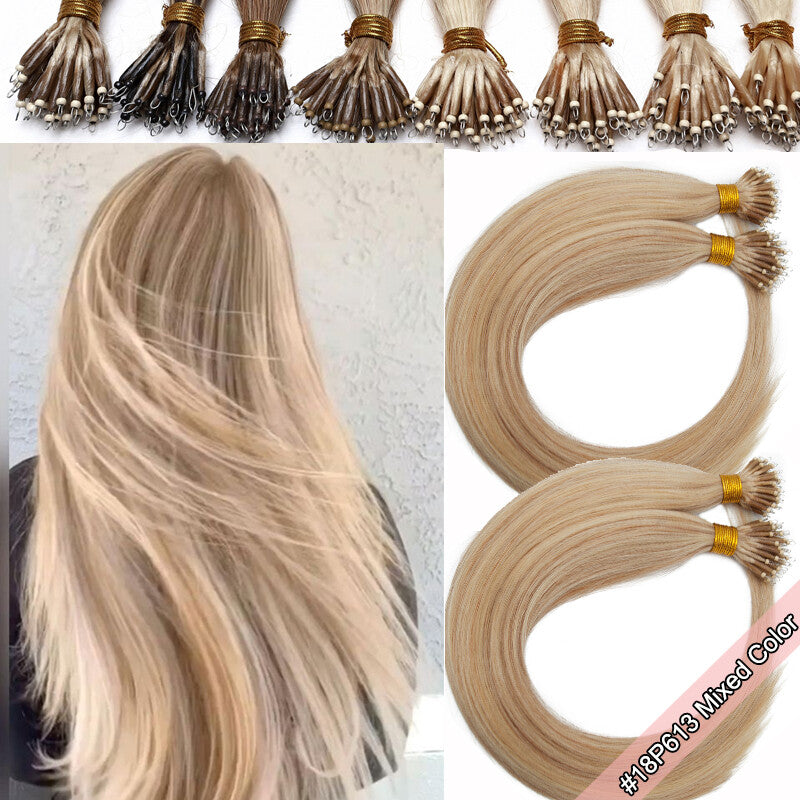 100G Nano Ring Hair Extensions - Real Human Hair, Ombre, Thick & Tangle-Free