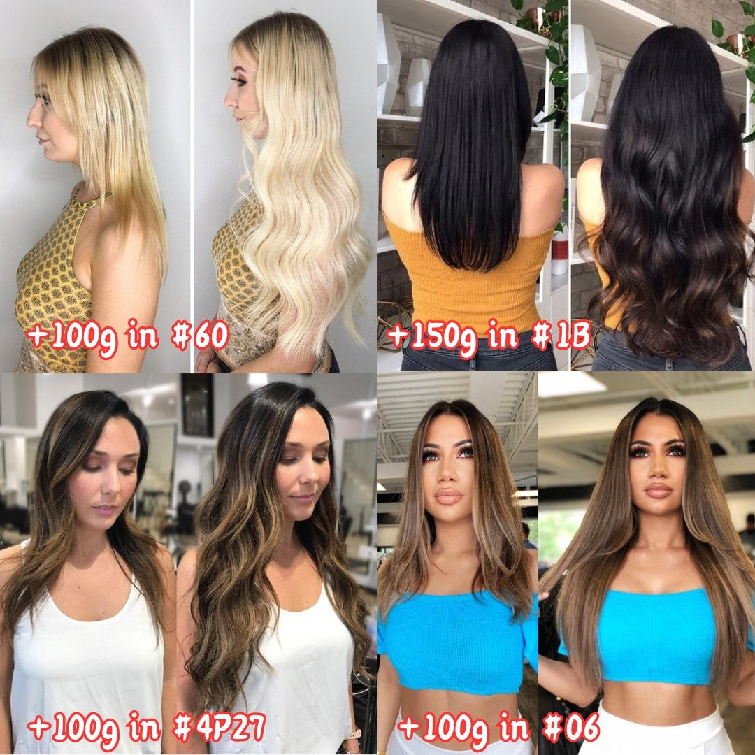 Indian Tape-In Human Hair Extensions Full Head Skin Weft 60pcs - Mix Colors & Lengths