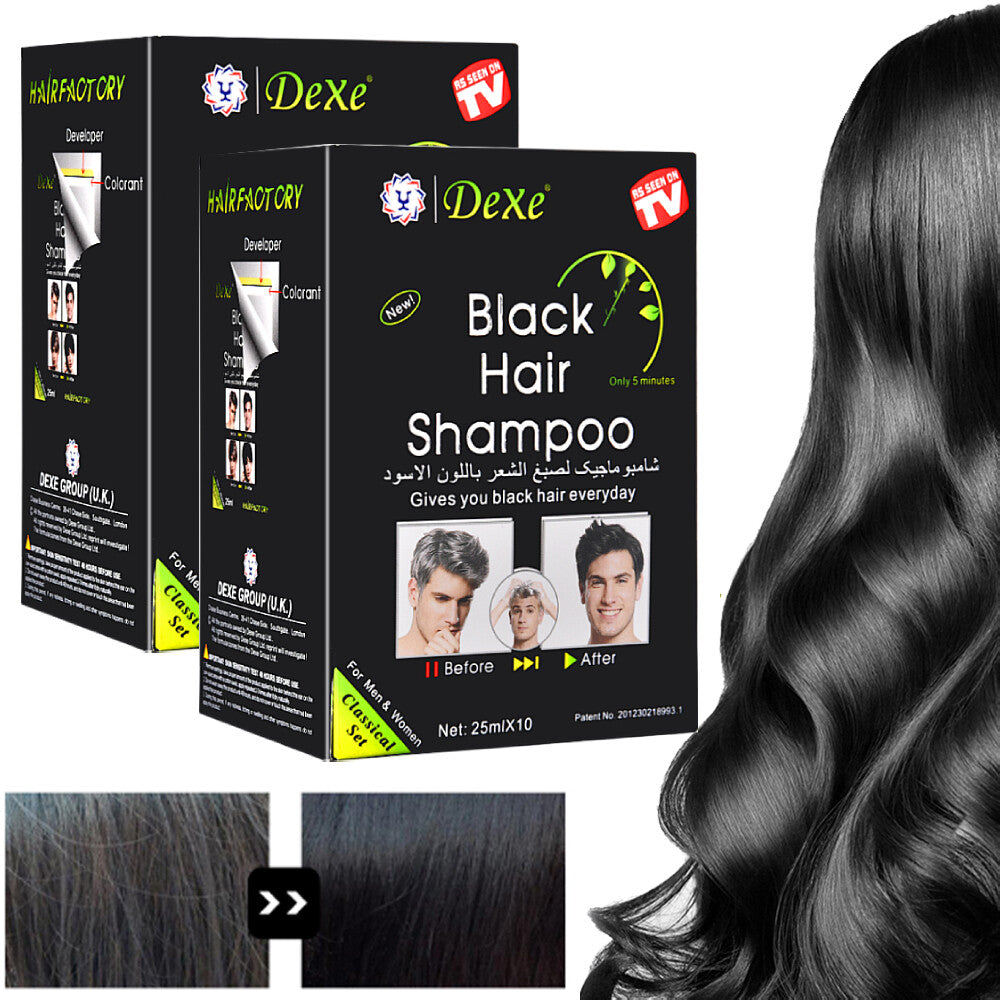 Herbal Hair Dye Shampoo 3 in 1 Black Hair Color & Dandruff Treatment - Pack of 20 Bags