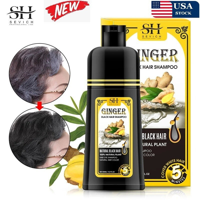 Herbal Hair Dye Shampoo for Gray Hair Darkening & Hair Loss Repair - 500ml