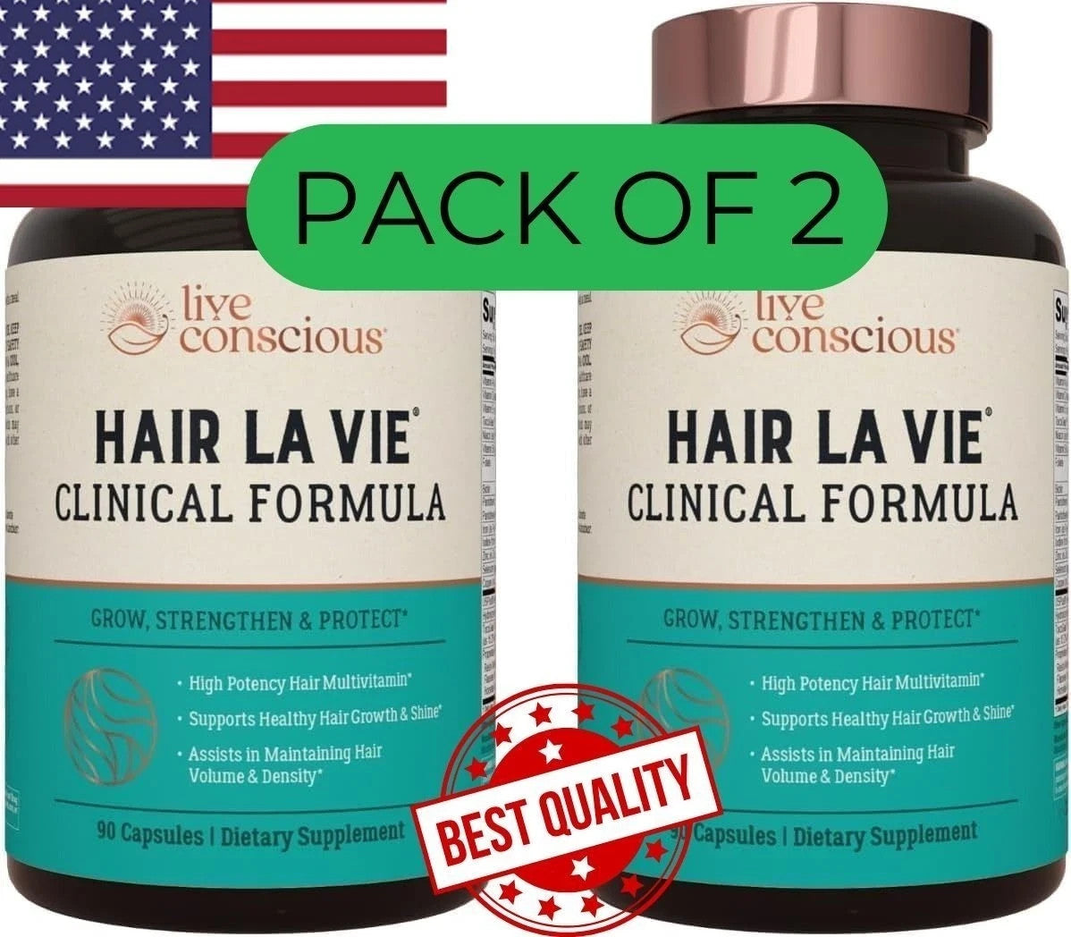 Hair La Vie Clinical Hair Vitamins with Biotin & Saw Palmetto - 2 Pack