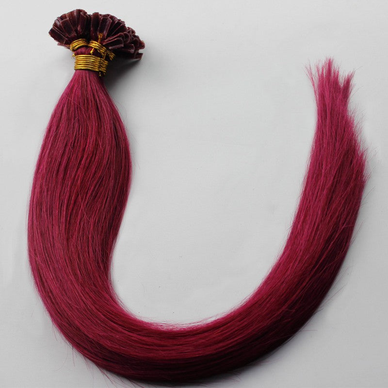 Pre Bonded Keratin U Tip Human Hair Extensions Burgundy 16 Inch 100g