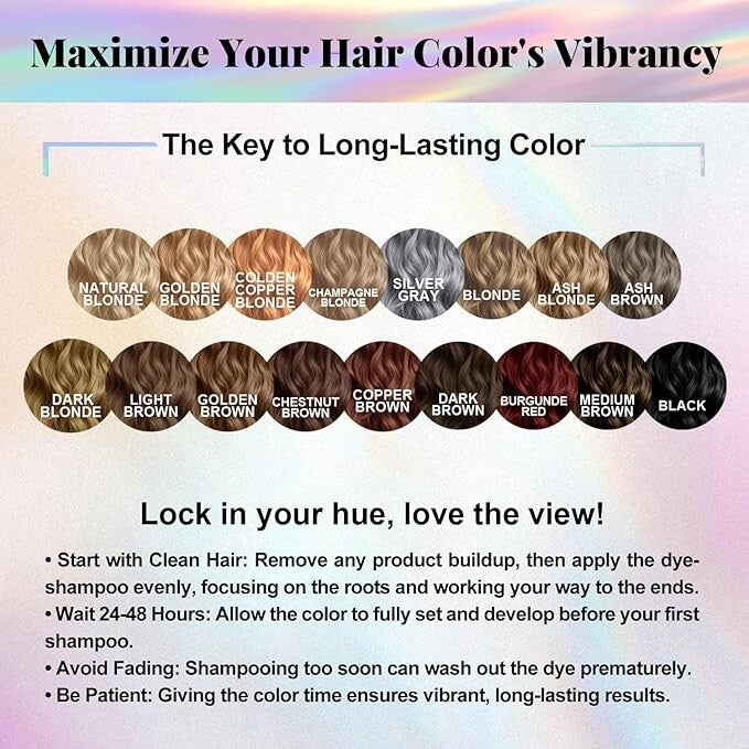 Natural Semi-Permanent Hair Dye Shampoo - Ammonia-Free, Nourishing Color
