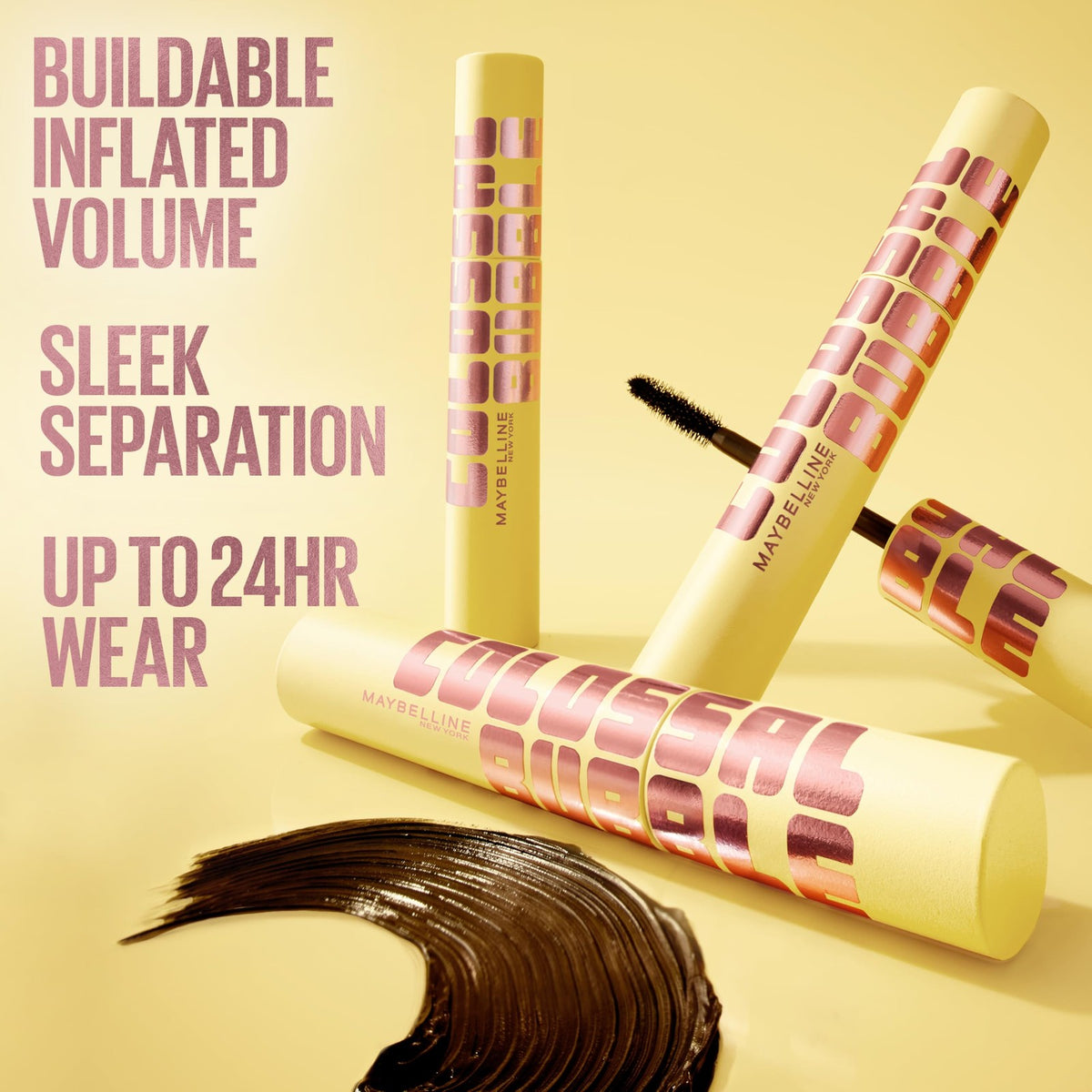 Maybelline Colossal Bubble Mascara Waterproof Blackest Black - Volumizing & Lengthening