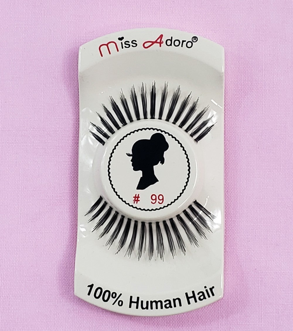12 Pack Human Hair False Eyelashes Style #99 Natural Touch Lightweight & Handmade