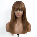 Queen Virgin Remy Hair Straight Wig with Bangs 180% Density Lace Front P4/30/27