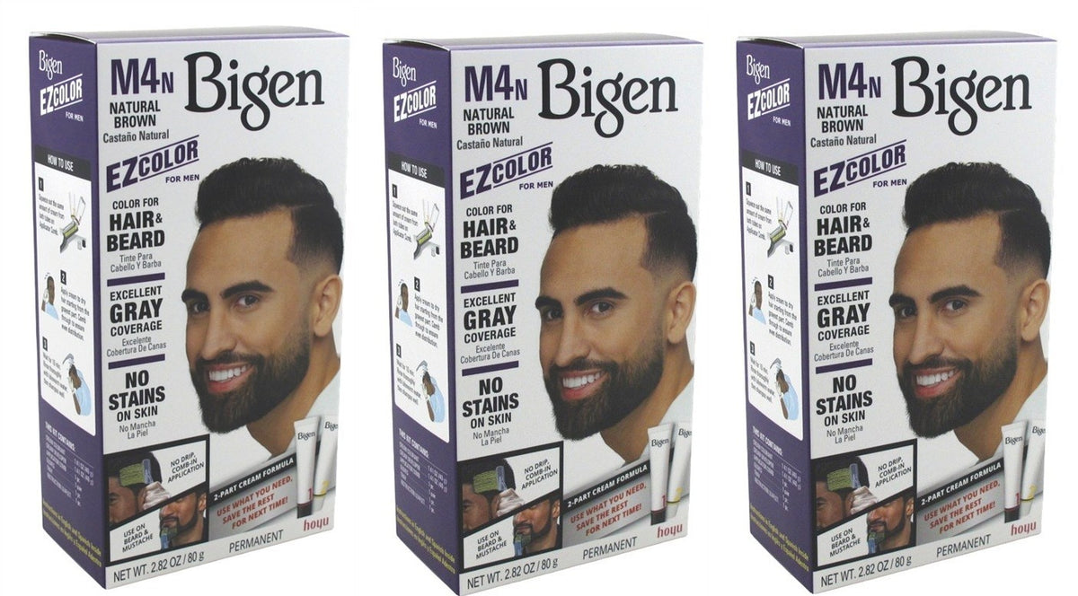 Hair Color Kit for Men Natural Brown - No Ammonia, Aloe & Olive Oil, 3-Pack